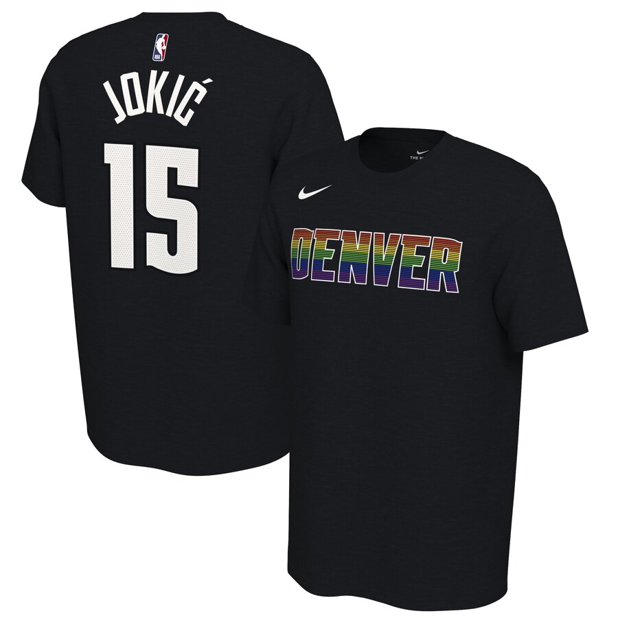 Men 2020 NBA Nike Nikola Jokic Denver Nuggets Black 201920 Earned Edition Name Number TShirt